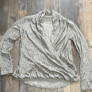 Anthropologie Gray fake wrap Draped Long Sleeve Top